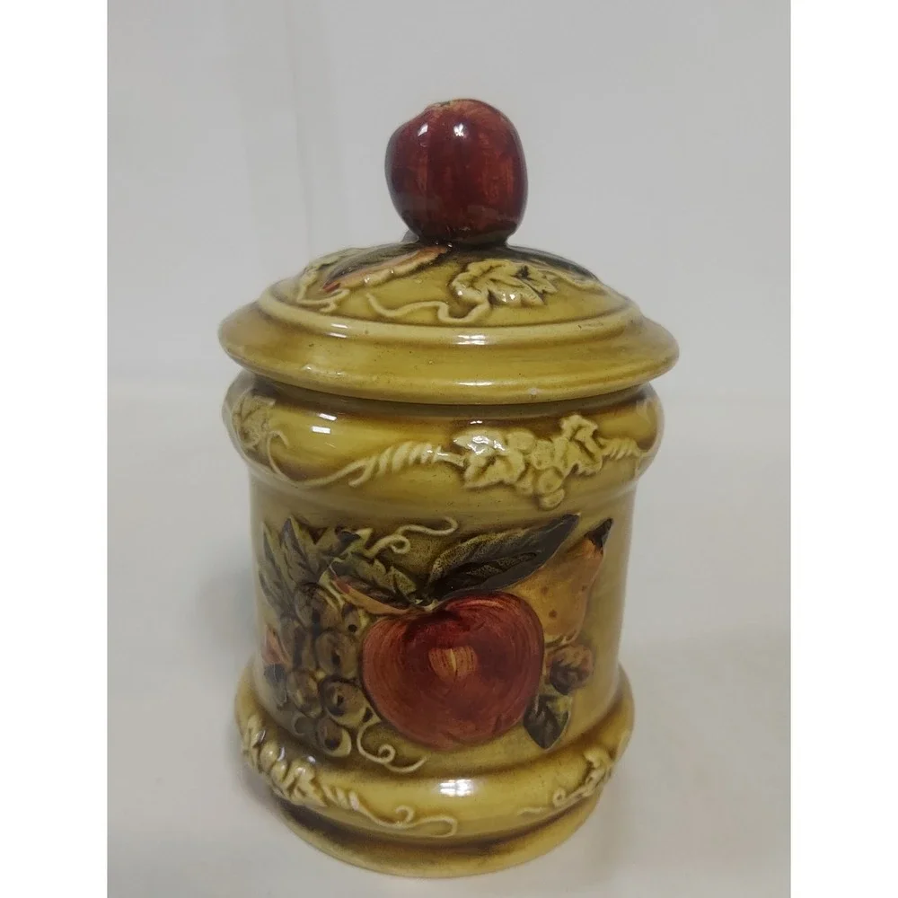 Geo Z Lefton Ceramic Apple Fruit Jar Jelly Jar Vintage Kitchen Decor 4127